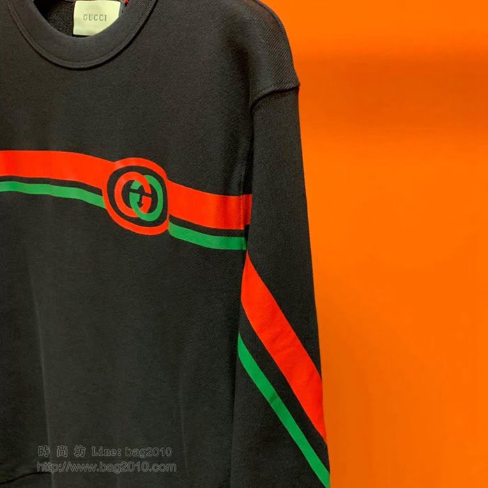 Gucci男裝 19-20FW新款 古奇黑色圓領男士衛衣 男士秋季新款單品  tzy2291